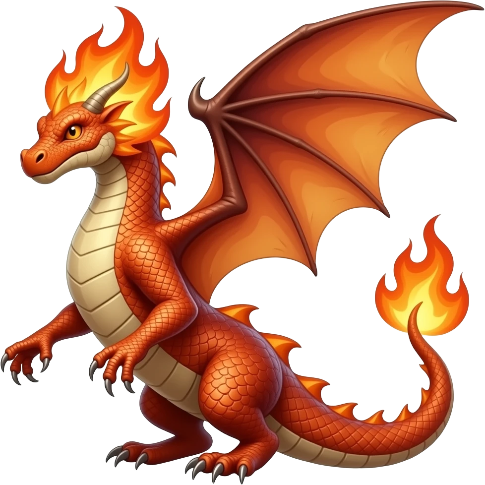 fire serpent with a head, dragon wings and arms and another head in the tail emoji