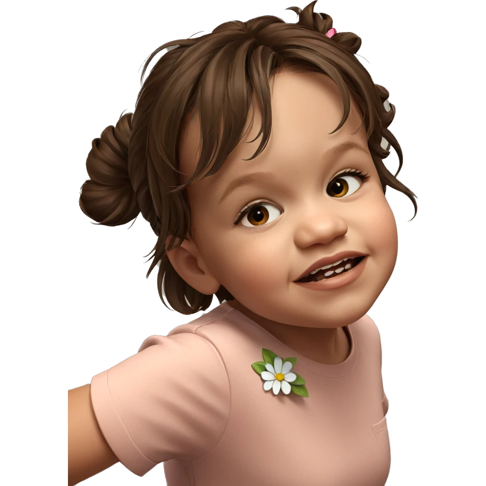 girl with brown hair and flower emoji