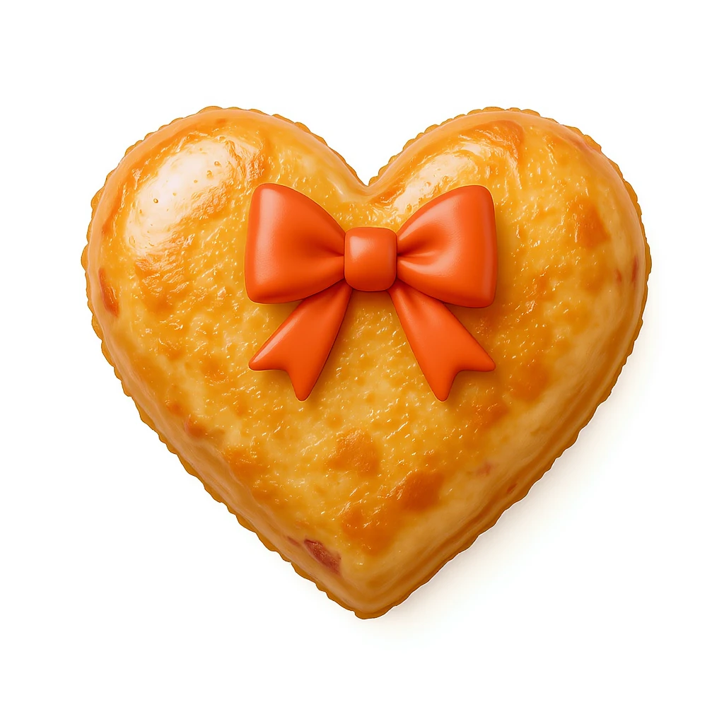 food heart emoji, shiny, with a bow accent, no background emoji