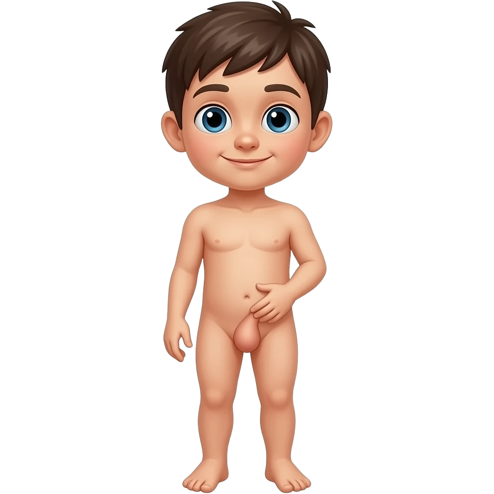 Naked kid boy full body touching their big penis emoji