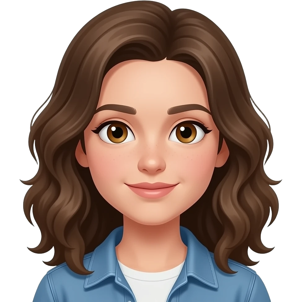 olive tan, female, waveier hair, 16 age, bhazle eyes emoji