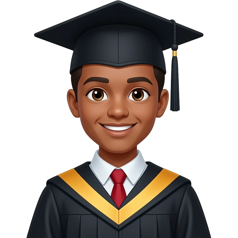 light skin black teen smiling graduation cap and gown (less realistic) emoji