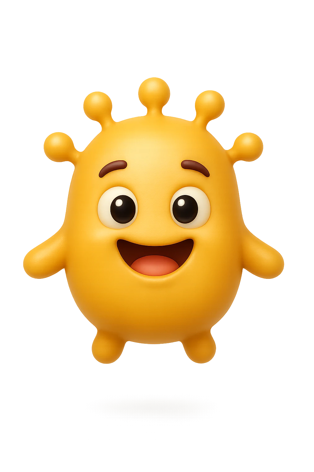 EMOJI STILE IPHONE DI BATTERI INTESTINALI FELICI CHE FLUTTUANO IN ARIA IPERREALISTICO 4K emoji