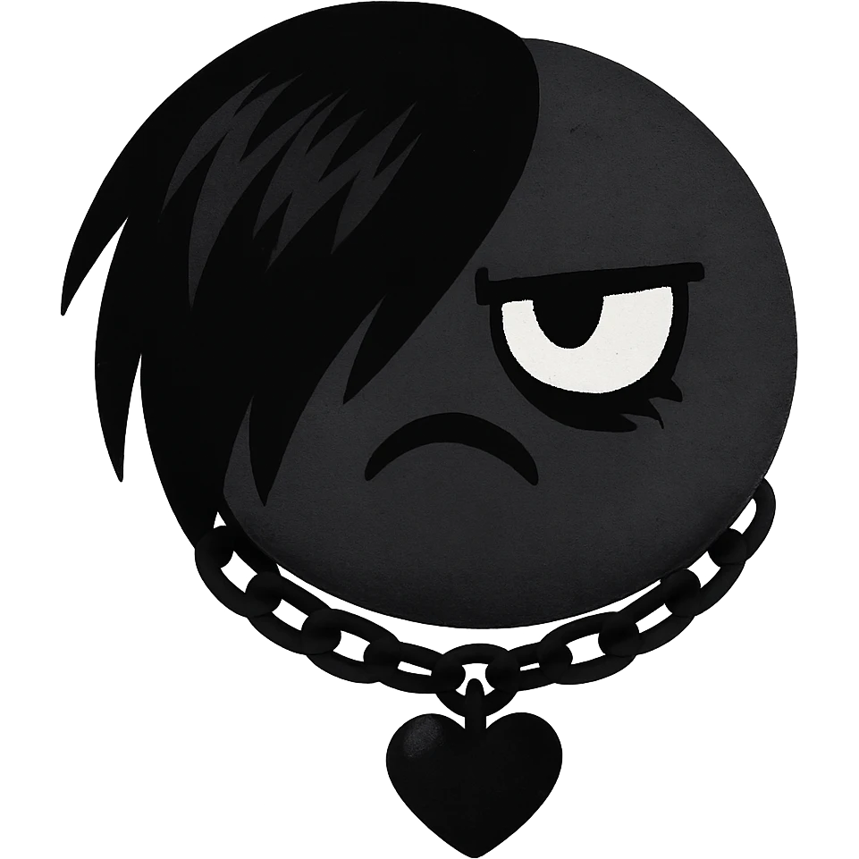 emo object wearing a black chain necklace with heart pendant, no background emoji