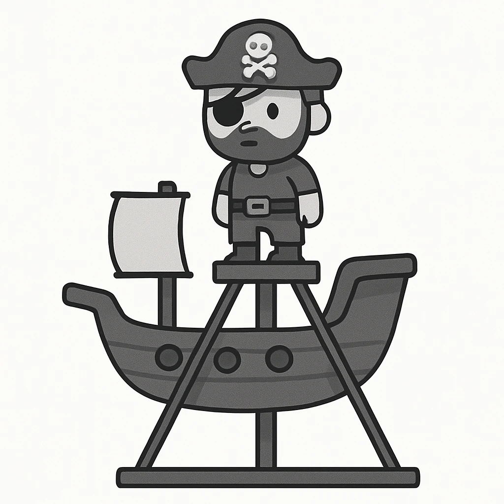 Un pirate sur une tour de chute de parc atrraction pirate  emoji