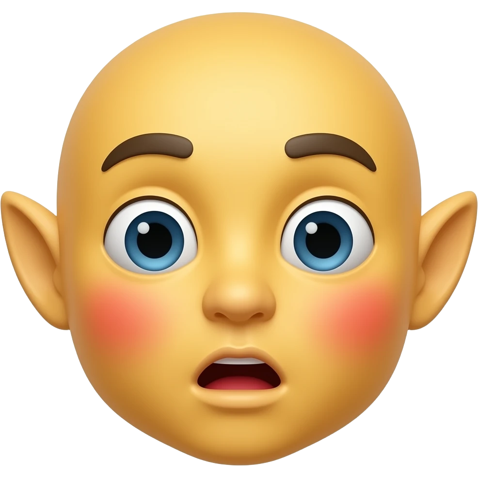노란얼굴이 엘프귀를 하고 놀란 동공 붉은색 홍조를 하고 있는 이모티콘 emoji