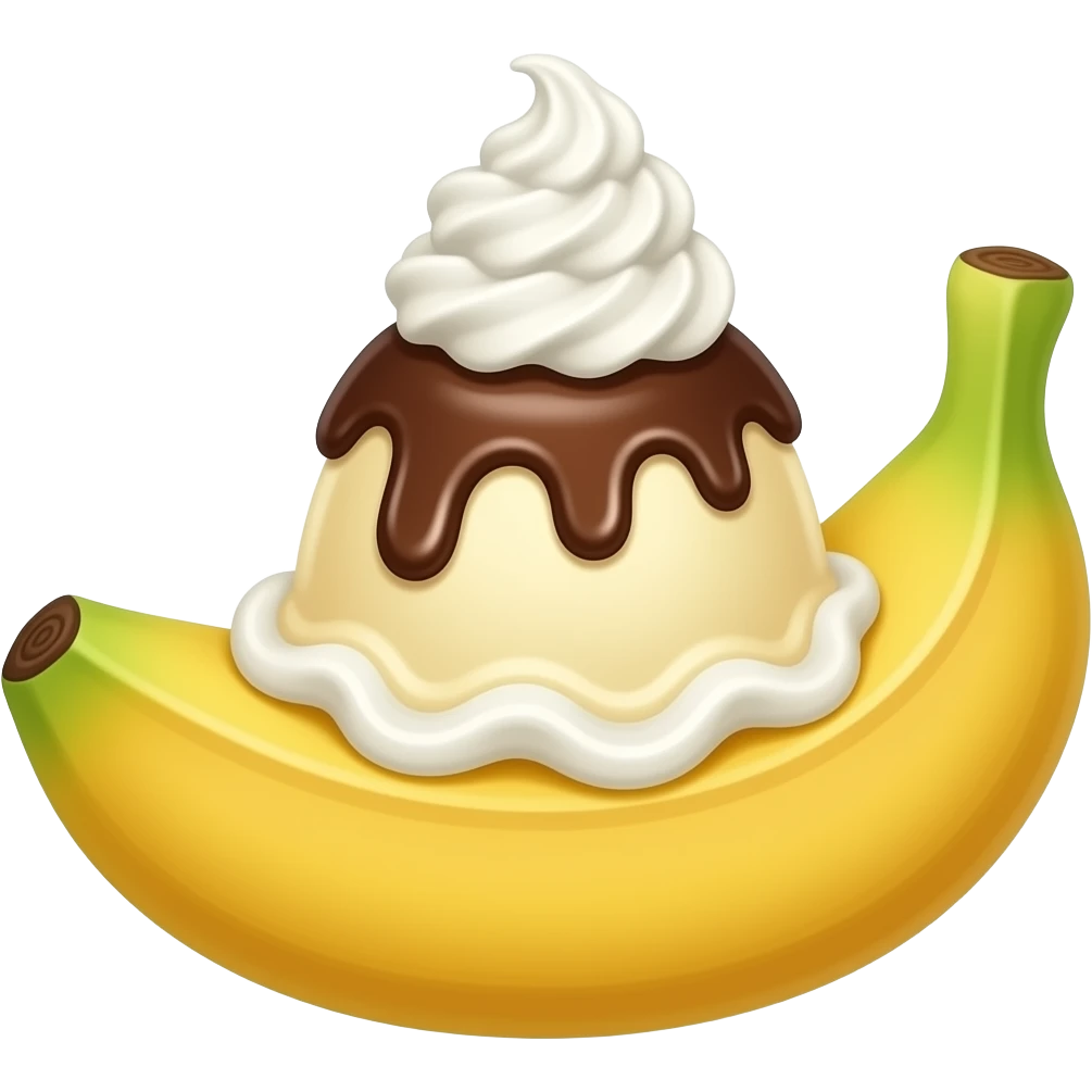realistic -- pudding a la mode in banana boat dish emoji