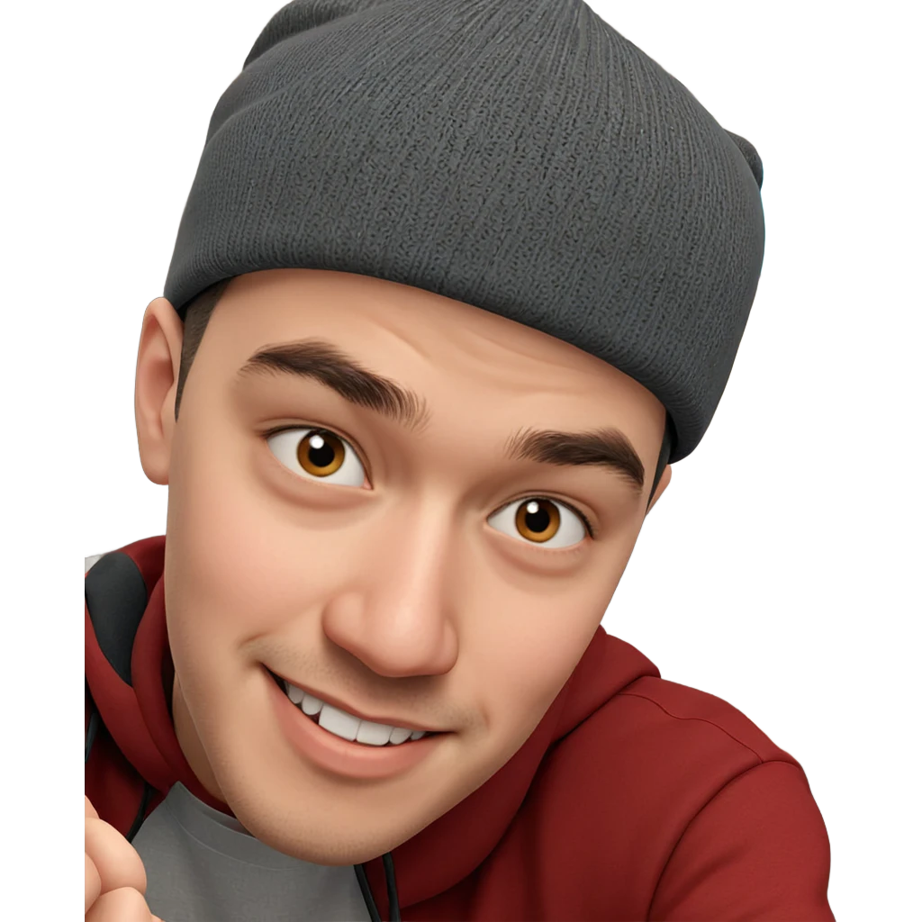 smiling boy in beanie indoors emoji