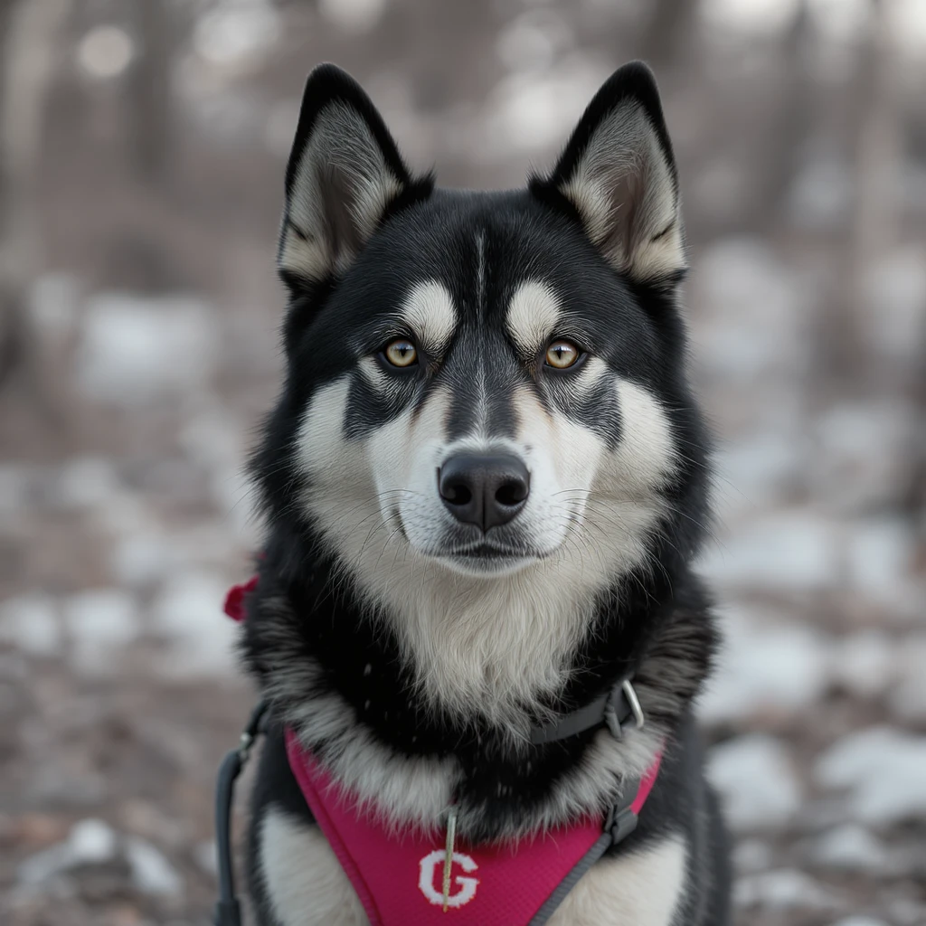a black husky dog, realistic, full body, facing forward emoji
