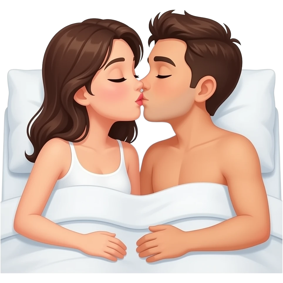 Kiss on bed nude emoji
