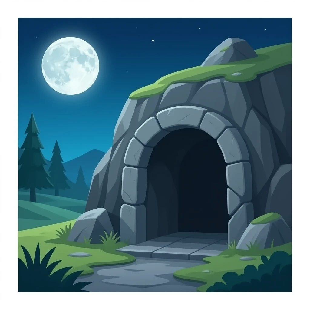 empty cave tomb and a light emoji