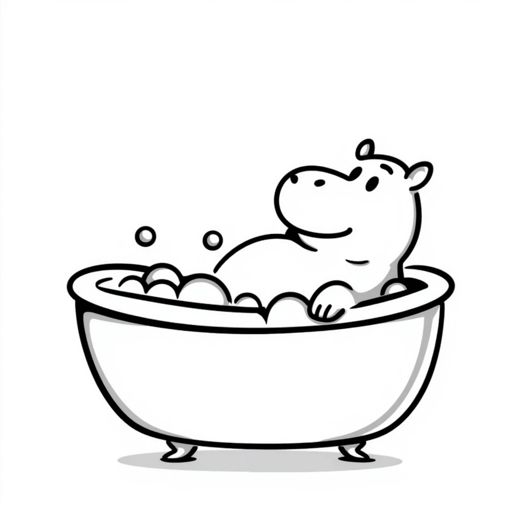 happy hippo with bubbles in bathtub emoji