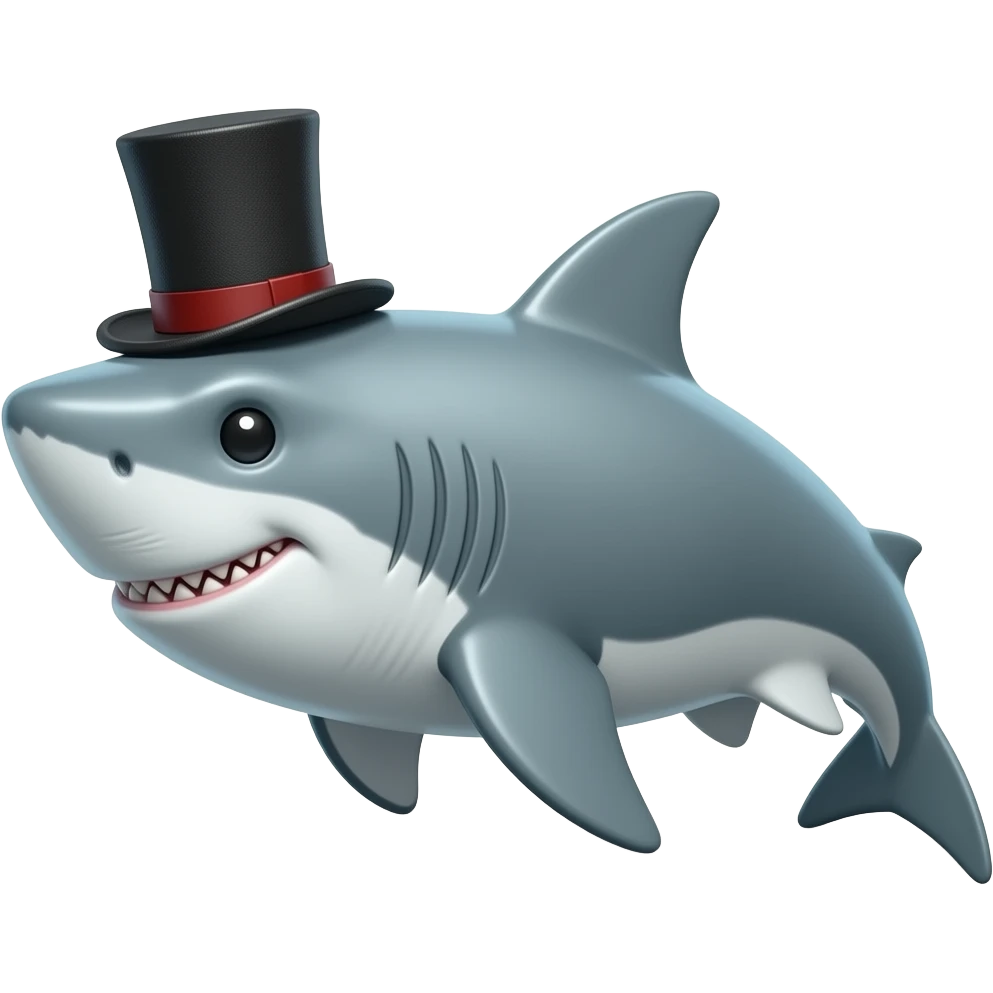Shark with a top hat emoji