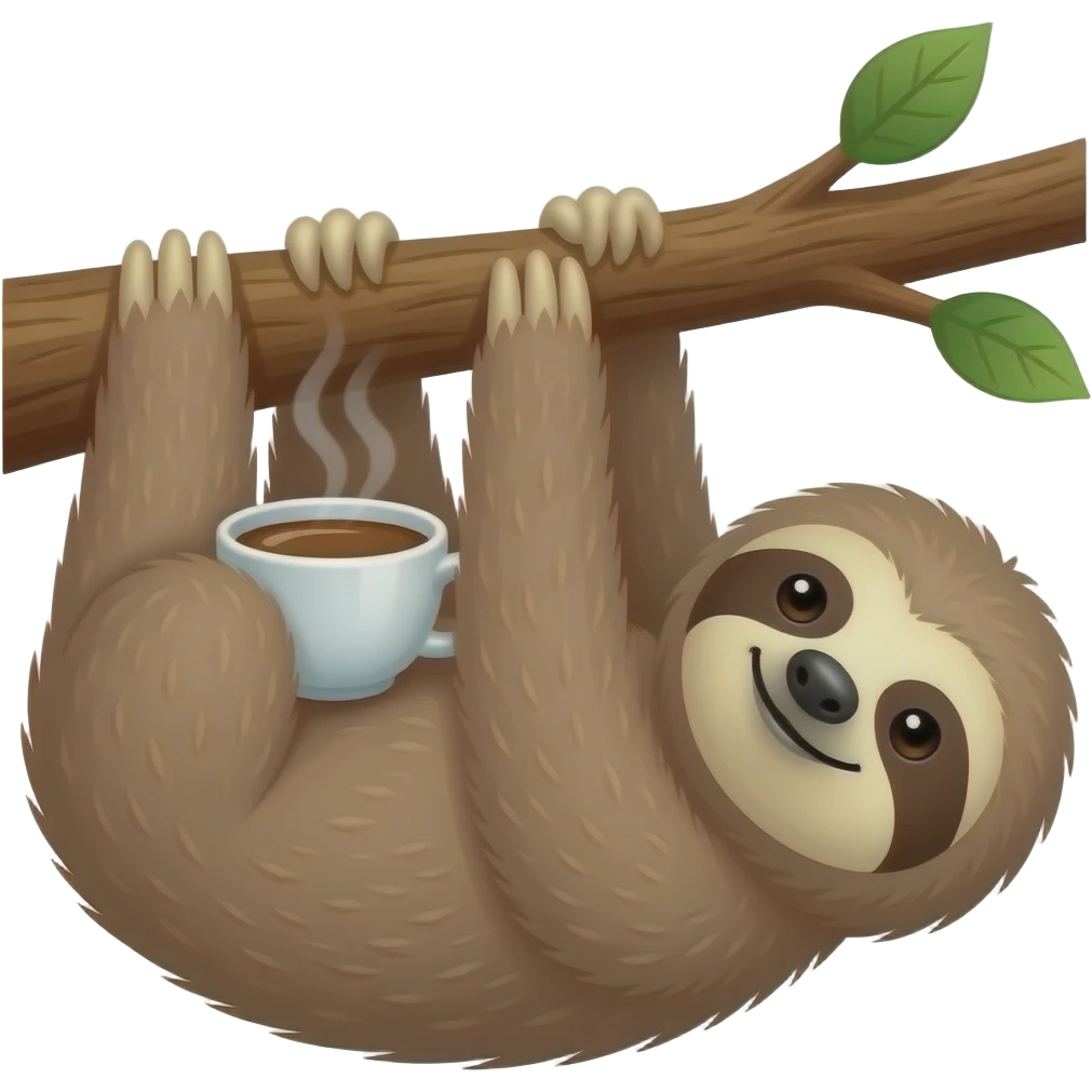 sloth tree morning coffee hanging emoji