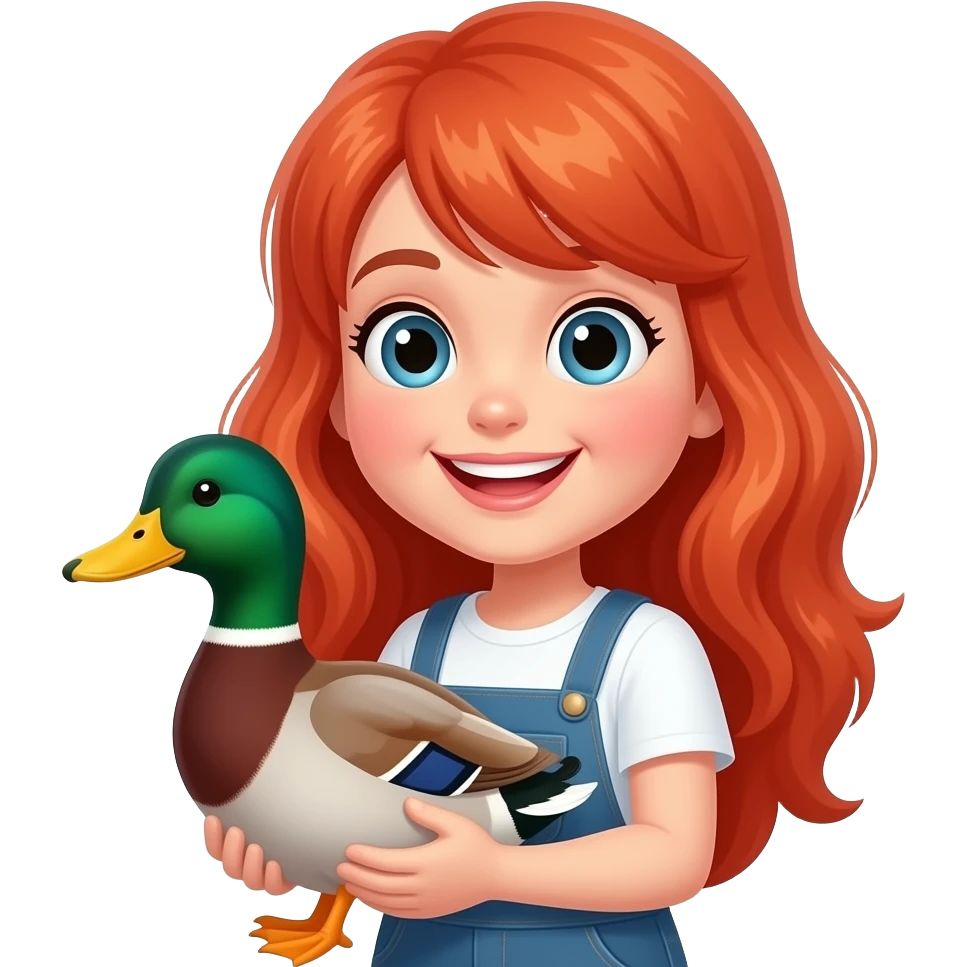 red headed girl smiling holding a duck emoji