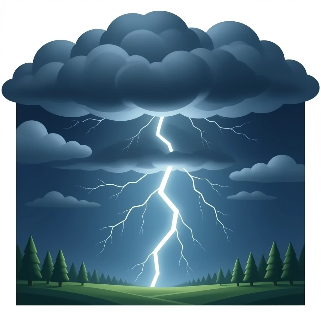 Dark cloud with lightening emoji