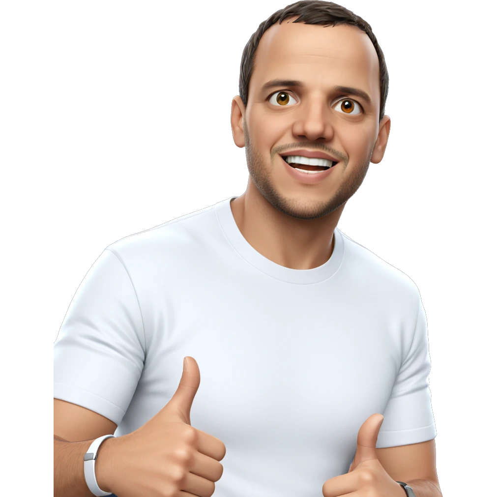 male in white shirt giving thumbs up emoji