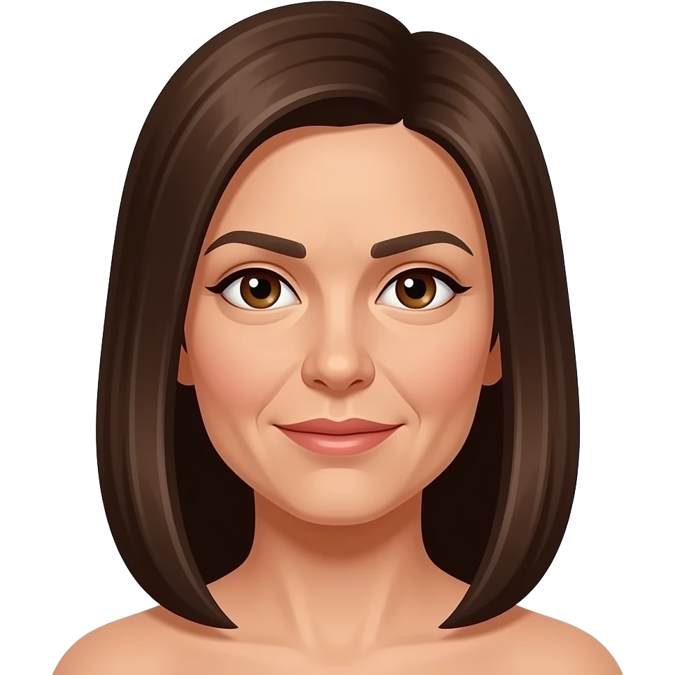 longer straight brown hair female 50 years old brown eyes sharp features emoji