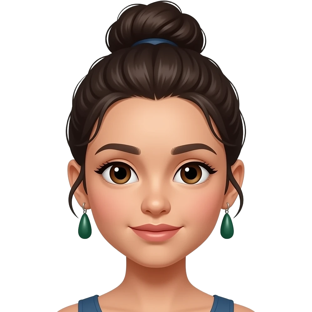 a young girl with bun and wear dark green color earings emoji