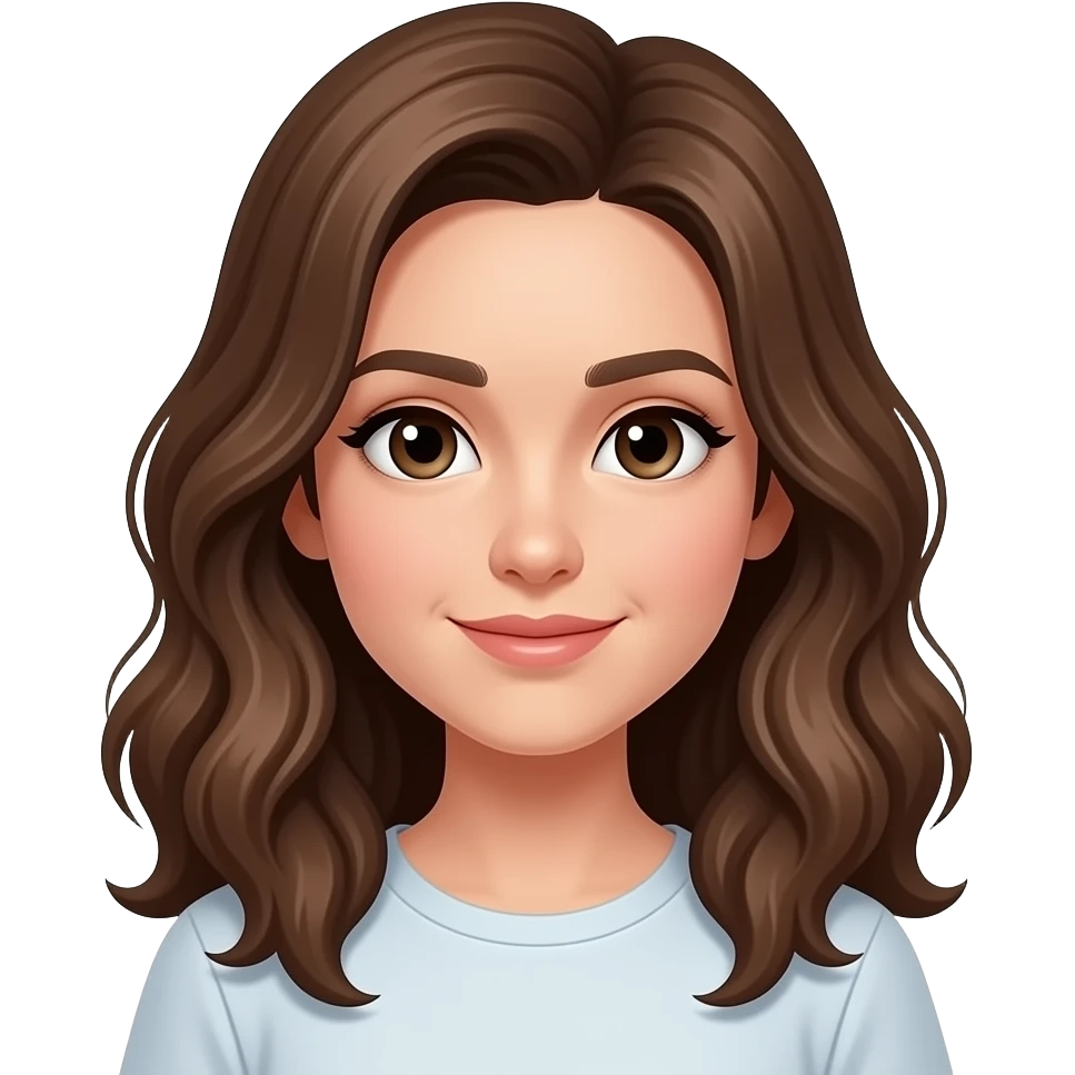 有微微卷曲的啡色長頭髮 emoji