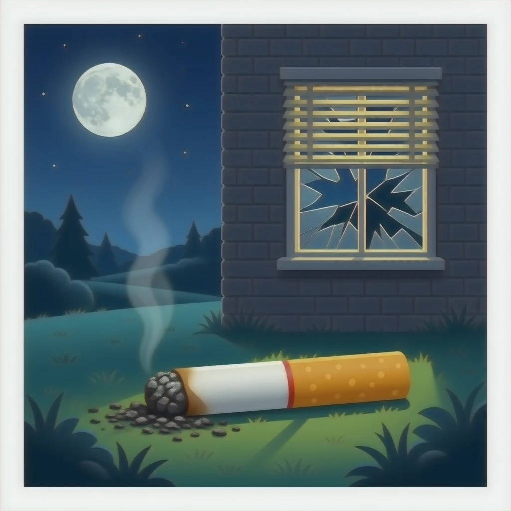 cigarette ashes, black mold, broken windows, broken blinds emoji