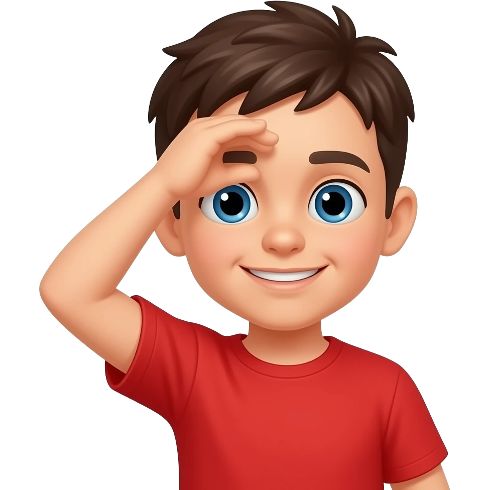 A boy feeling hot in red tshirt emoji
