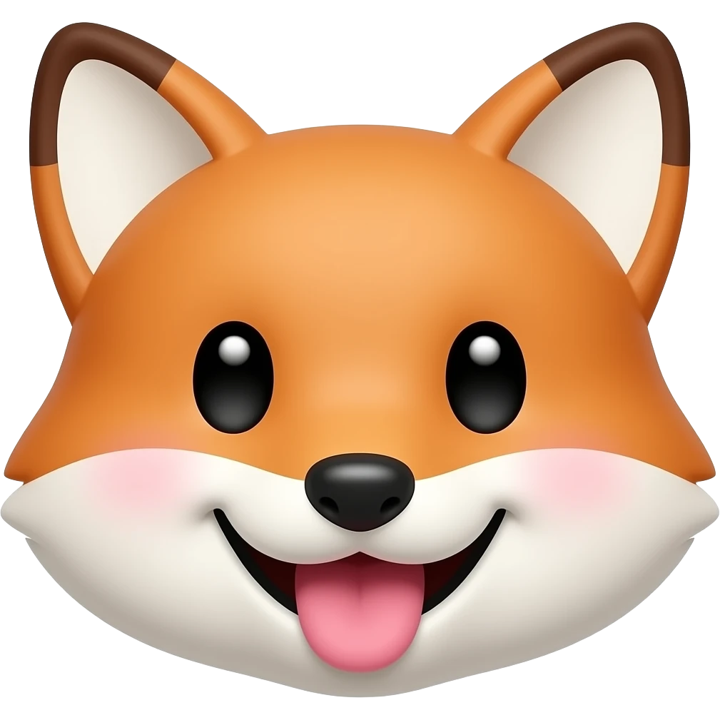 cute fox face close up tongue inside mouth smile disney style emoji