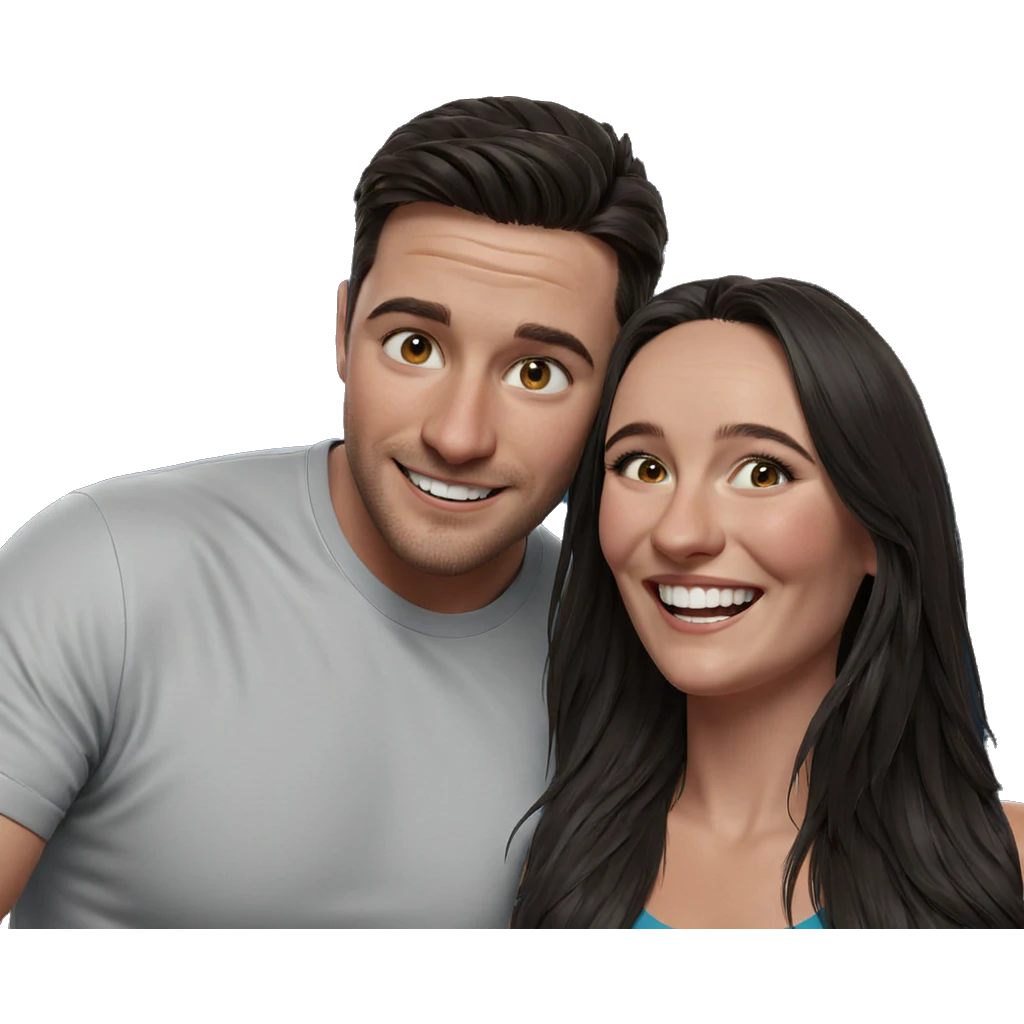 happy couple with smiles emoji