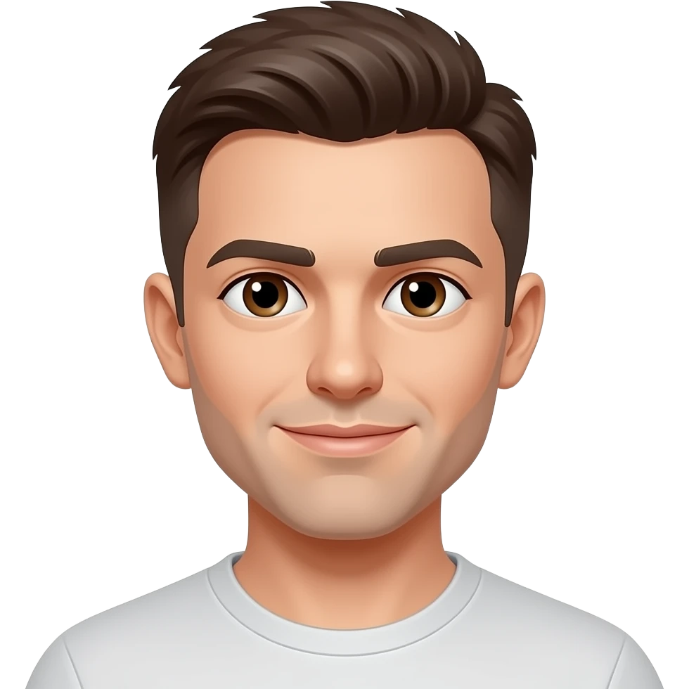 мужчина с короткой стрижкой и карими глазами emoji