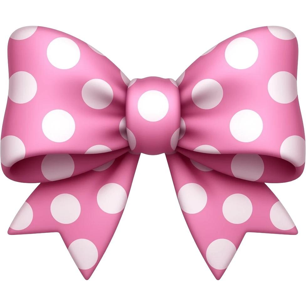 a pink bow with white polka dots, pastel colours emoji