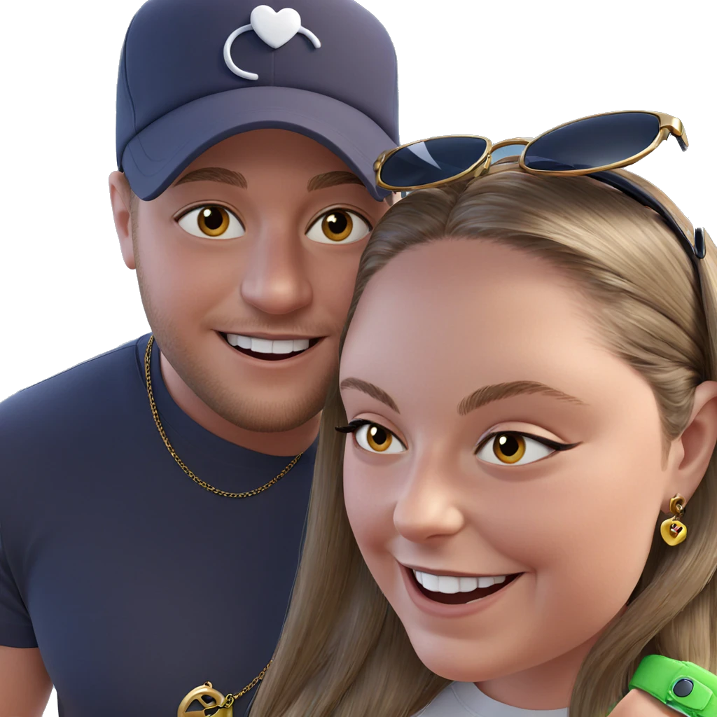 smiling couple with accessories emoji