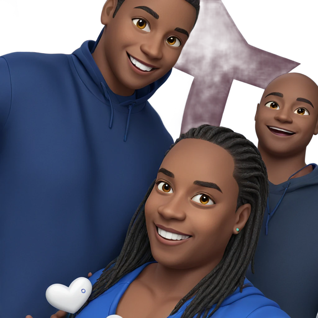 smiling boys with heart vibes emoji