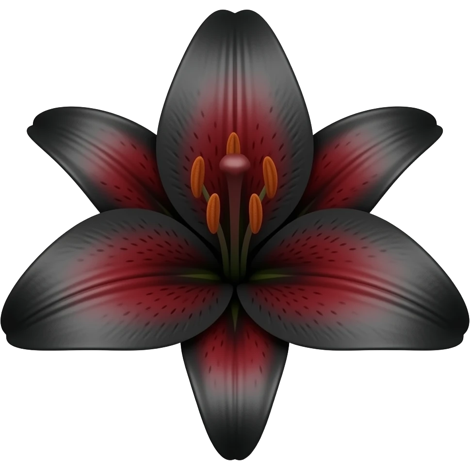Black to red lily flower emoji