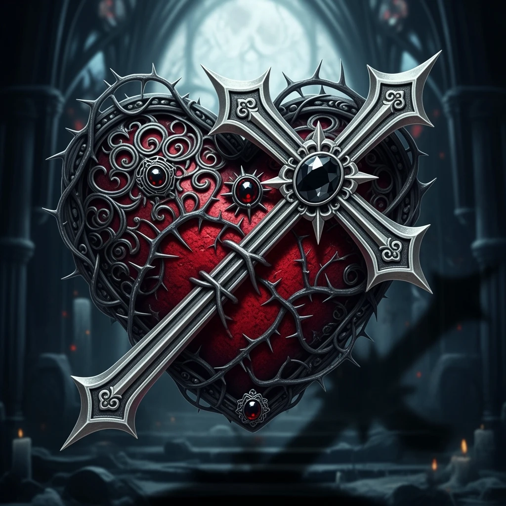 gothic heart with a cross emoji
