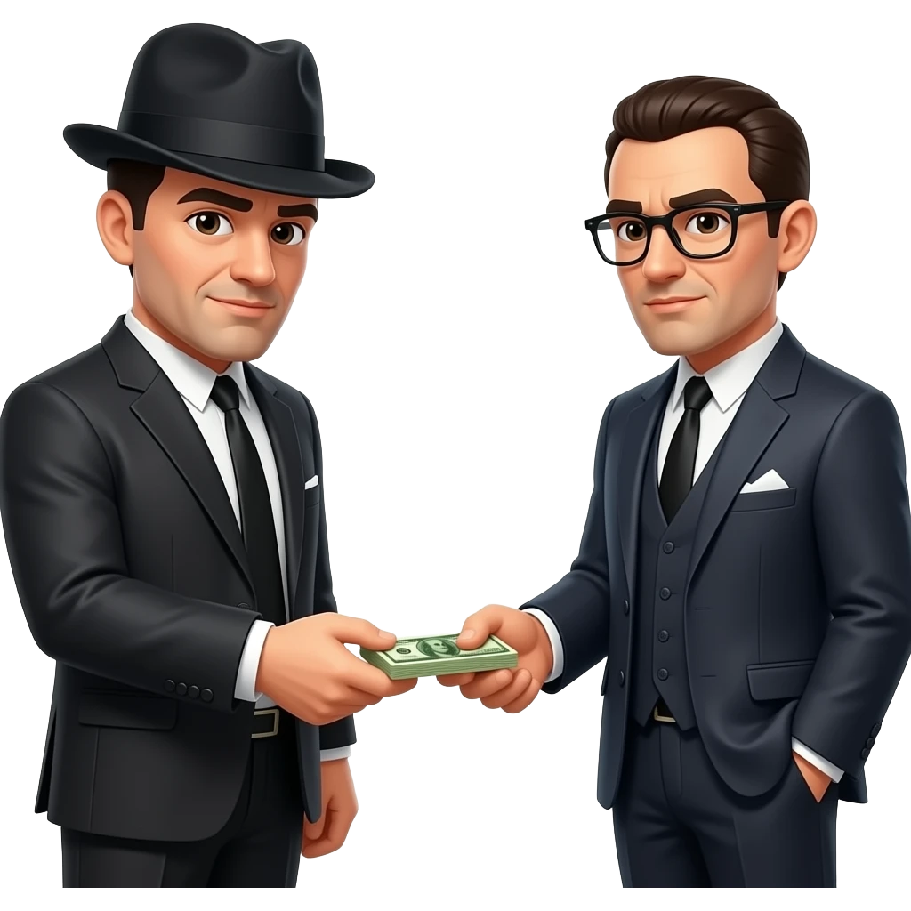 Two yang mafia Men dealing money each other, realistic emoji