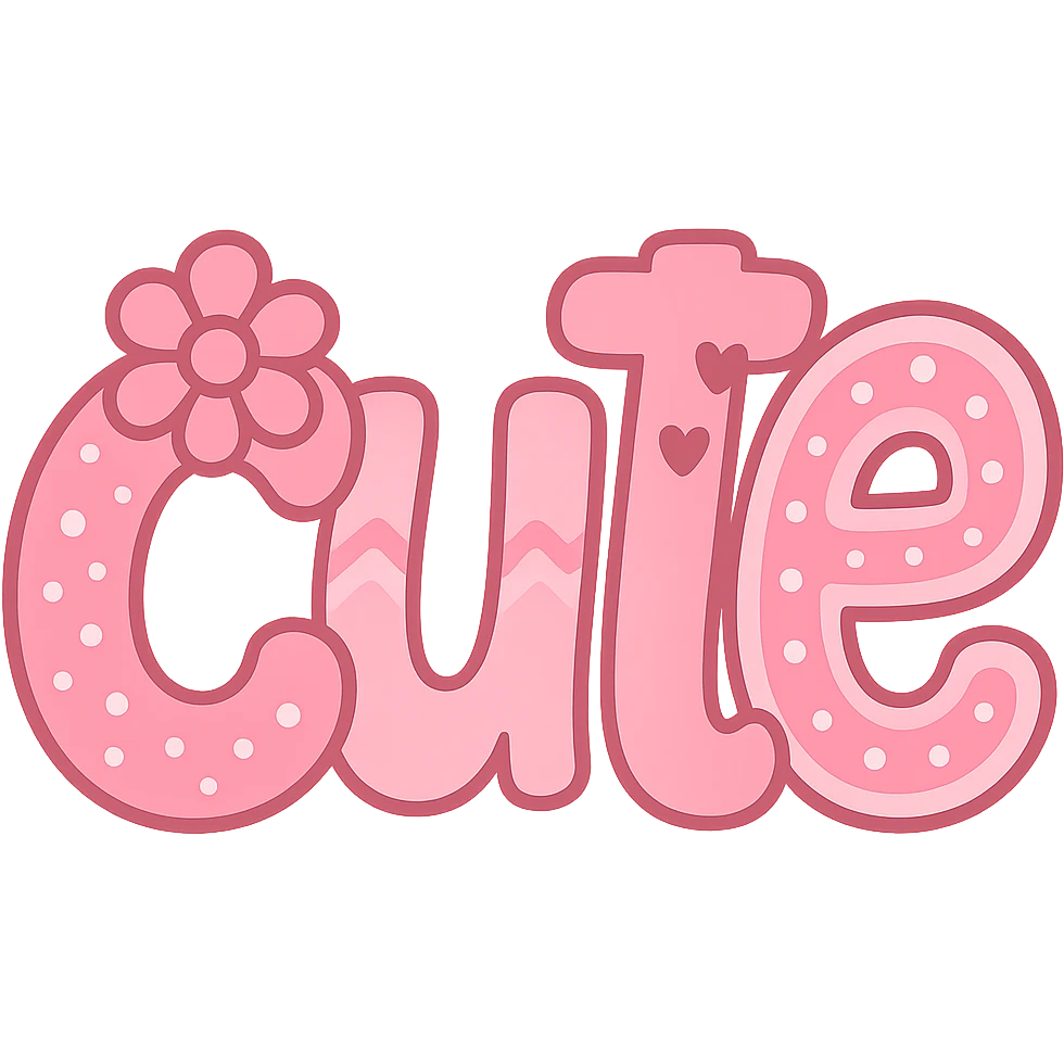 the word 'cute' in a creative, pink-themed style, remove background emoji