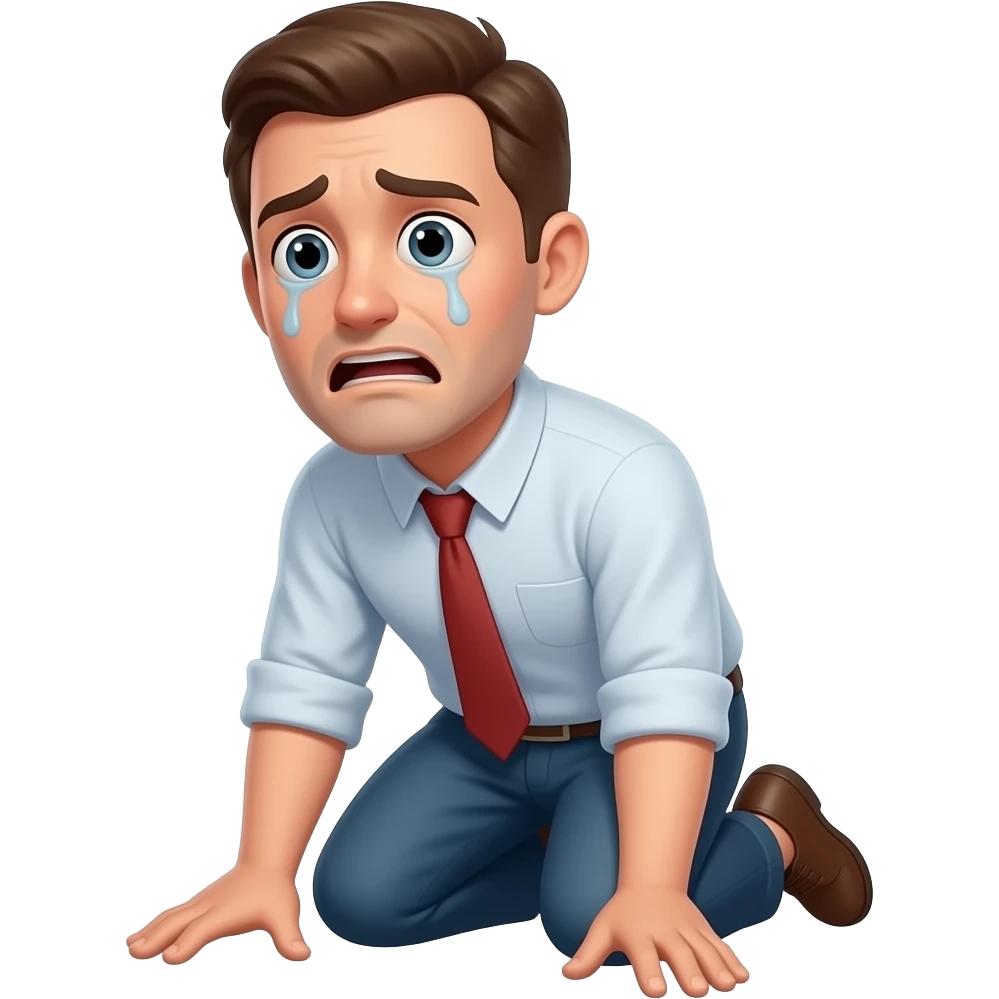 un uomo in ginocchio impaurito emoji