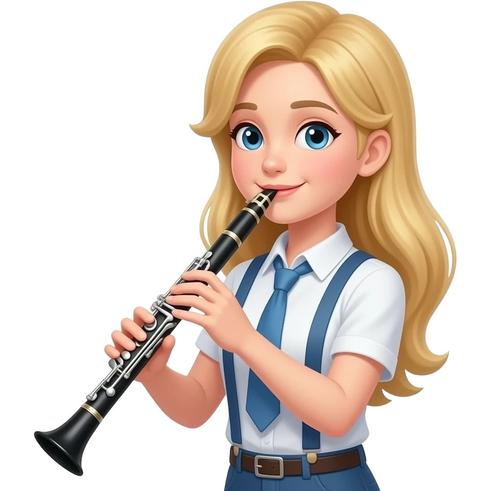 Fille blonde joue clarinette emoji
