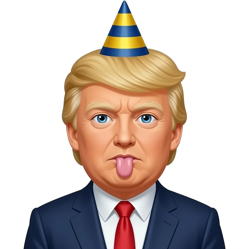 A drooling trump with a dunce hat on emoji