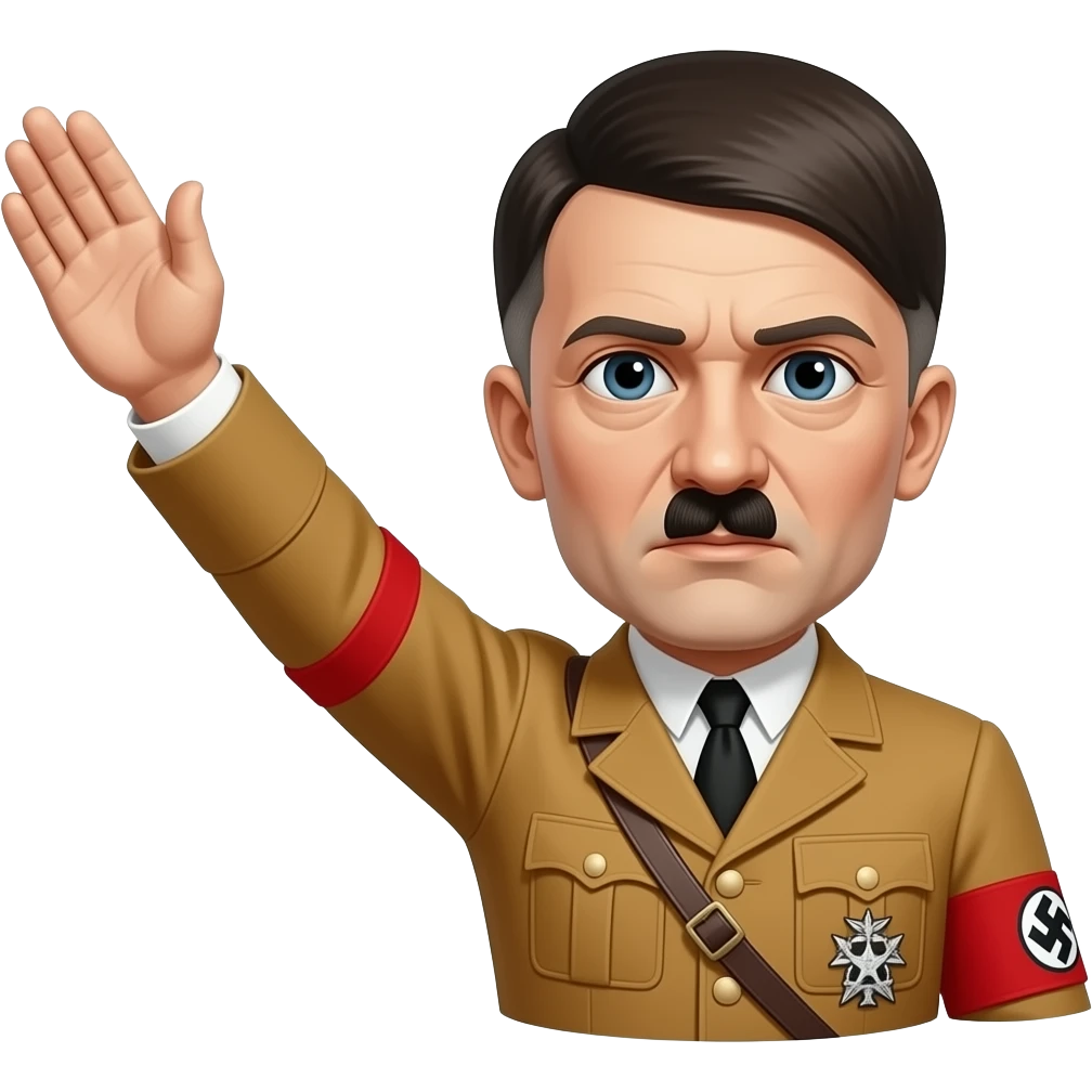 Hitler face with diagonal salute straight arm in air emoji