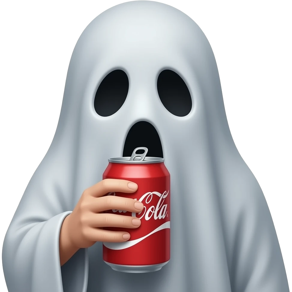Haunting Ghost realistic drinking cola in a can emoji