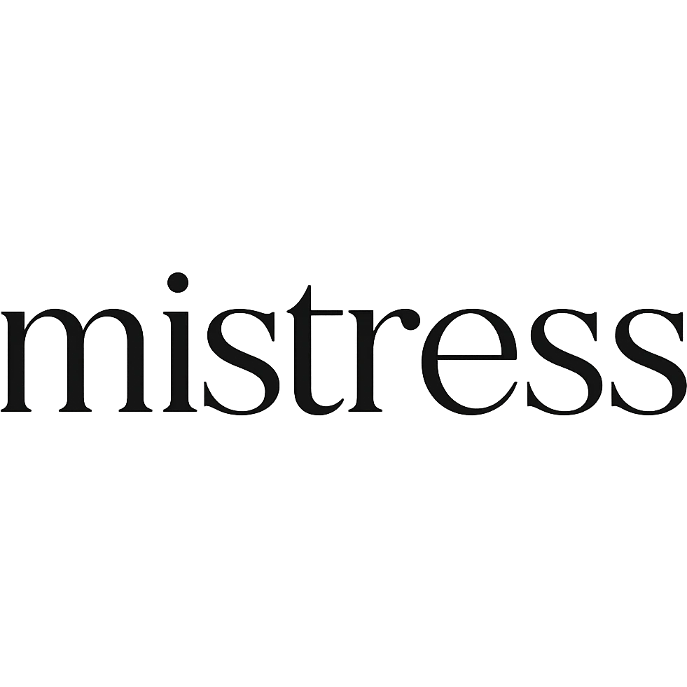 the word 'mistress' in a modern elegant sans-serif with soft curves and understated embellishments, no background emoji