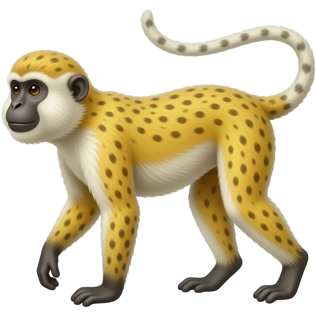 Sarı renkli siyah benekli büyük burunlu uzun kuyruklu maymun emoji