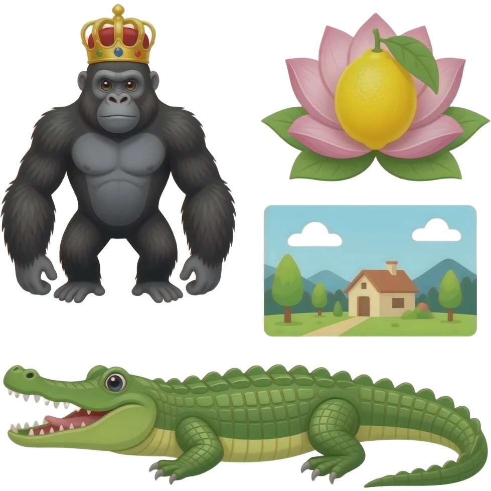 🦍🐊🪷🍋🤴 hi King lemon Let's go to home in travel emoji