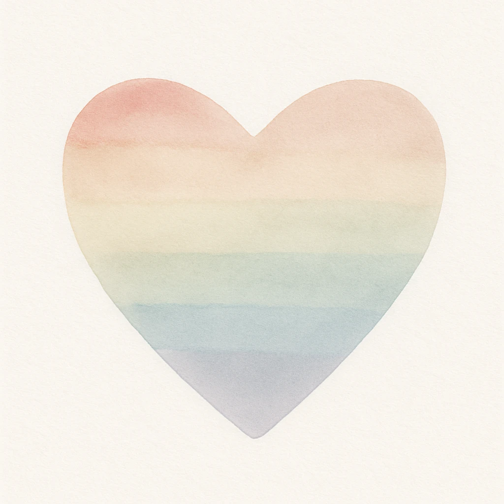 rainbow pride heart, watercolor art style, no text emoji