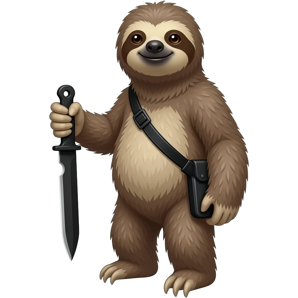 turn back looking askance going smiling evil killer sloth w very taktic knife emoji