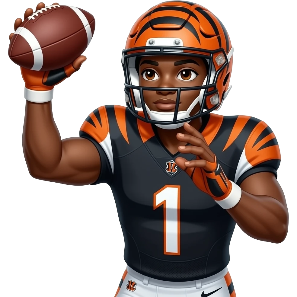cincinnati bengals black person wearing #1 catching a ball emoji