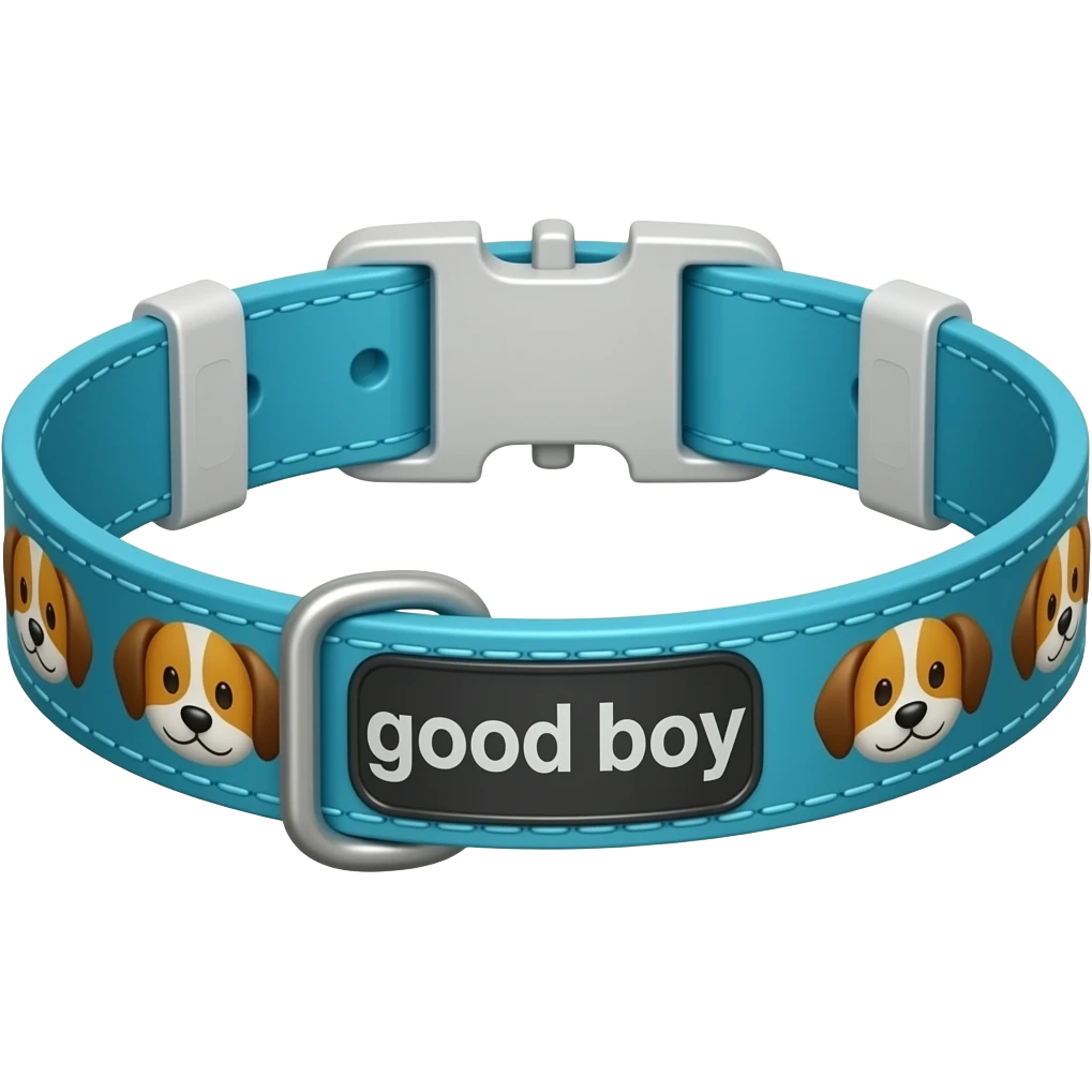 Collier de chien en emoji sans le chien et moins "ia" marquee "good boy" dessus emoji