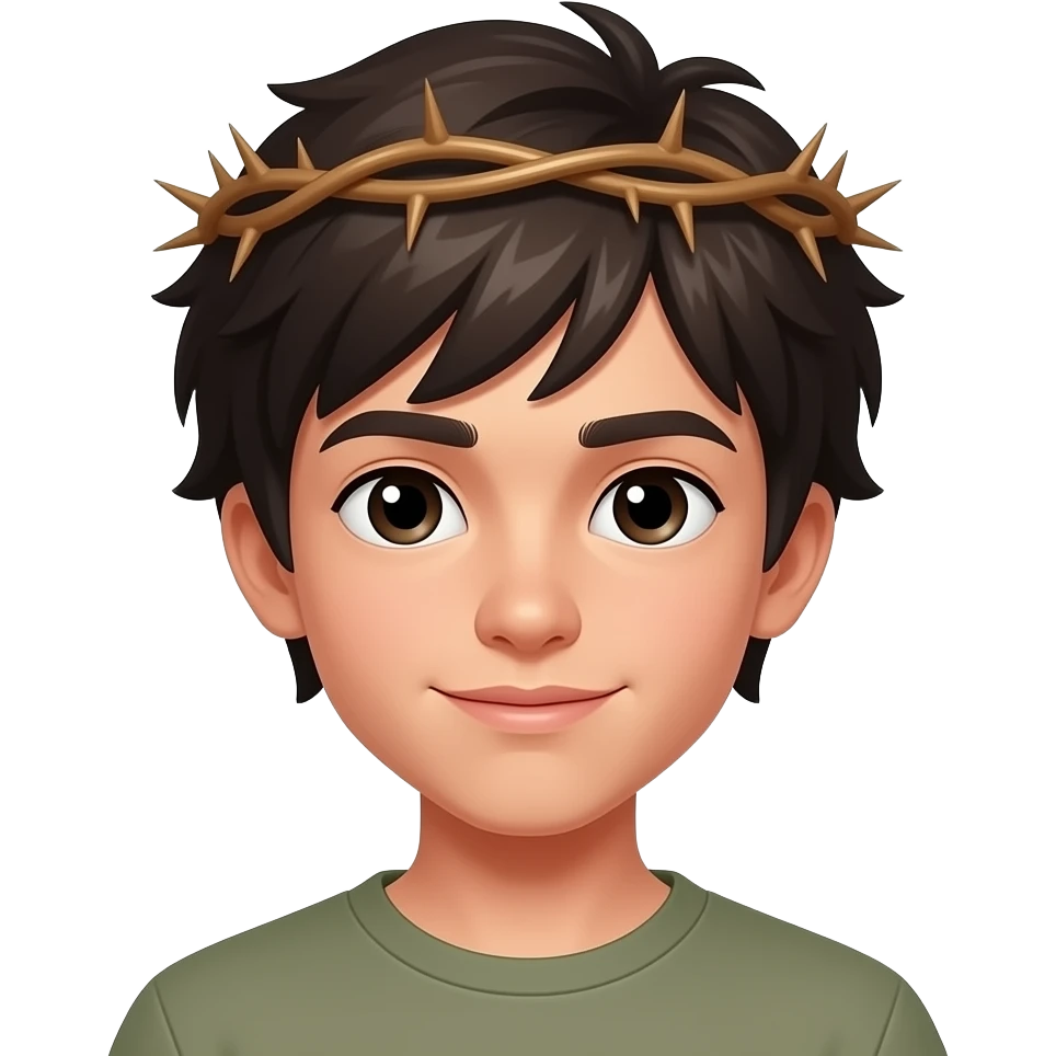 Hairy boy with crown of throns emoji