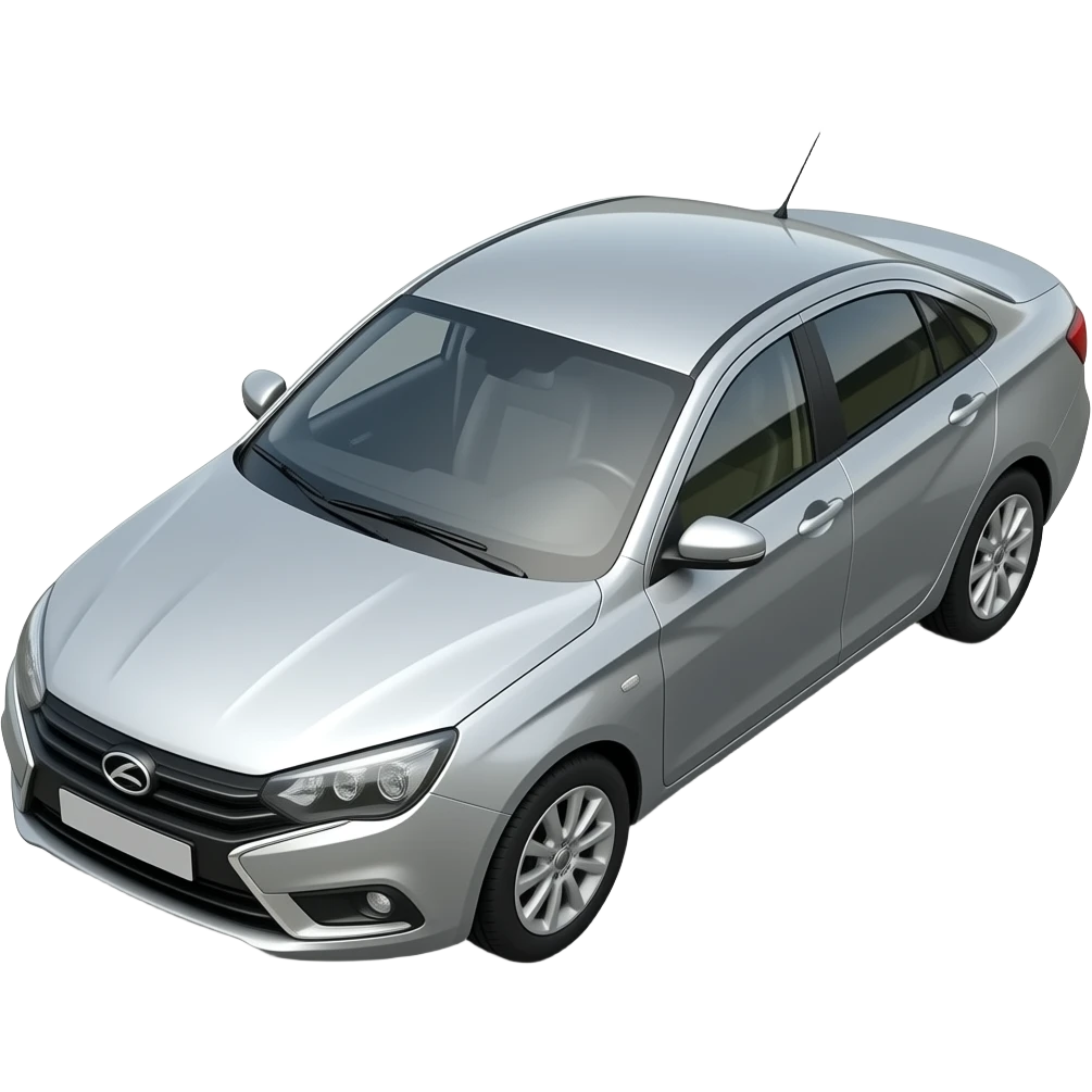 the lada vesta view of the car is fully visible only car cars on the diagonal cars on the diagonal below silver-colored side 1 car emoji